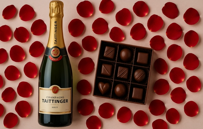 Taittinger, Bombones y Pétalos de Rosa